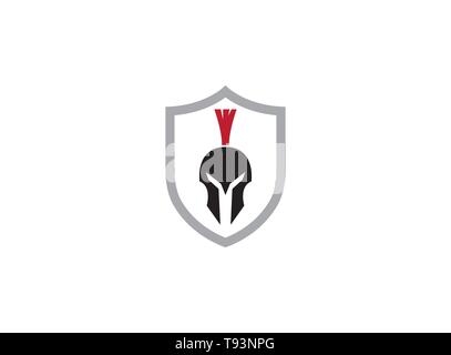Spartan Helmet inside the shield for logo design Stock Vector