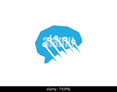 Technology blue brain for logo design illustration Stock Vector
