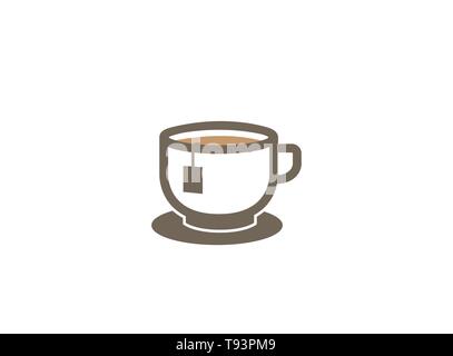 Cup of tea or cafe warm coffee logo design Stock Vector