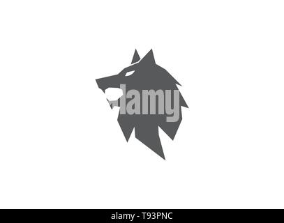 Wolf head open mouth fox face illustration design Stock Vector