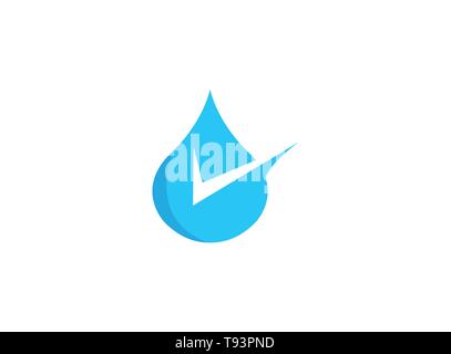 A drop of water with checkmark logo design Stock Vector