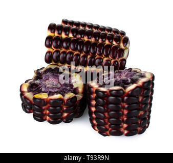 Siam Ruby Queen is super sweet corn with red color, can be eaten fresh, isolated on a white background with clipping path Stock Photo