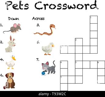 A pet crossword game template illustration Stock Vector