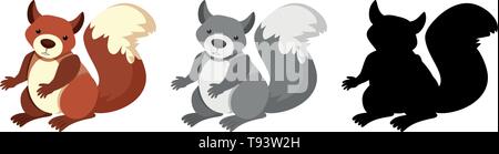 Set of squirrel character illustration Stock Vector