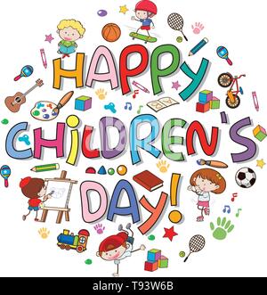 Happy children day logo illustration Stock Vector