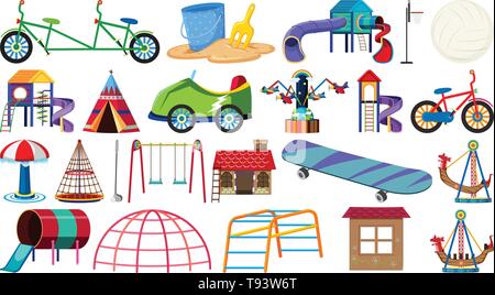 Set of playground equipments illustration Stock Vector
