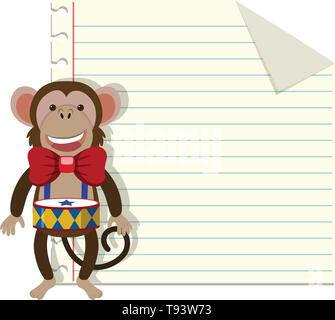 Set of monkey on note template illustration Stock Vector
