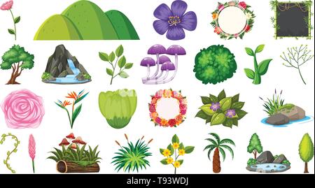 Set of nature element illustration Stock Vector