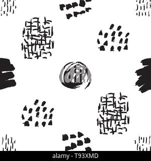 Vector seamless pattern. Abstract background with brush strokes. Ink painted hand made texture Stock Vector