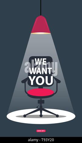 We Want You Poster or Banner Design. Job Vacancy Advertisement Concept Stock Vector