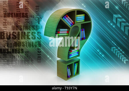 Book shelf in the model of question mark Stock Photo