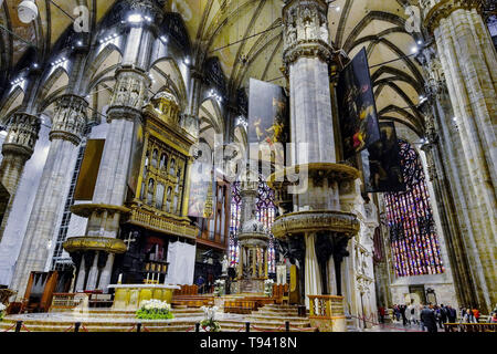 Altar And Pillars In Gothic Interior Of The Basilica Of Santa Maria 