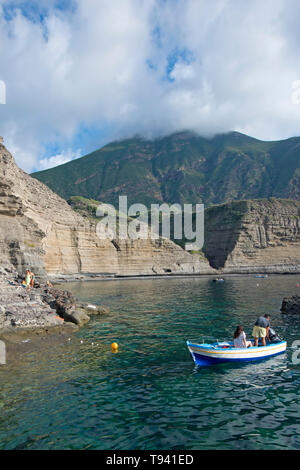 Italy, Sicily, Aeolian Islands, Salina, small harbour of Pollara scene of the shooting of the film the Postman (Il Postino) Stock Photo