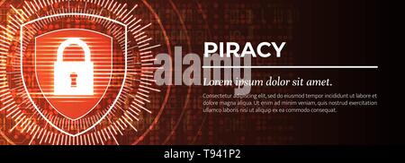 Piracy. The Red Modern Digital Background. Vector. Stock Vector