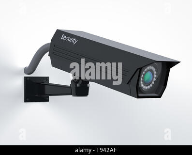 Black CCTV security camera. 3d rendering illustration. Stock Photo
