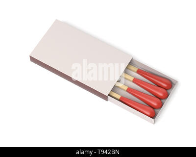 Long matchsticks. 3d rendering illustration isolated on white background Stock Photo