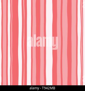 Coral MonocrhomeHand Drawn Wavy Uneven Vertical Stripes On White Backrgound Vector Seamless Pattern. Classy Abstract Geo Texture. Modern Whimsical Pri Stock Vector
