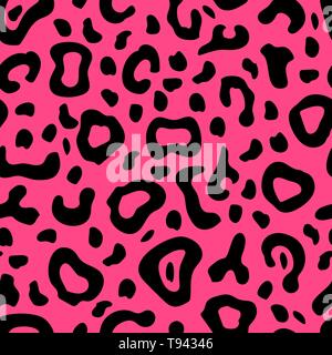 Bright pink cartoon leopard skin, detailed seamless patterns Stock Vector