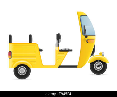 motor rickshaw tuk-tuk indian taxi transport vector illustration isolated on white background Stock Photo