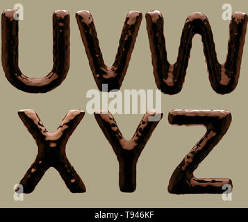 3D Render of Chocolate Alphabet (letters and numbers). Includes clipping path. Stock Photo