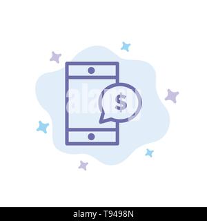 Mobile, Cell, Money, Dollar Blue Icon on Abstract Cloud Background Stock Vector