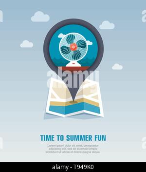 Ventilator vector pin map icon. Map pointer. Summer Map markers. Summertime. Vacation, eps 10 Stock Vector