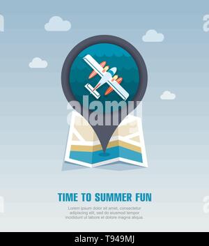 Hydroplane vector pin map icon. Travel Map pointer. Summer Map markers ...