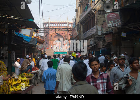 Jama Masjid Mosque market, Chandni Chowk, Delhi, 16 October 2013 Stock Photo