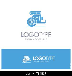 Chariot, Horses, Old, Prince, Greece Blue Solid Logo with place for tagline Stock Vector