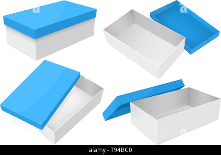 White box with blue lid. Set of gift boxes Stock Vector