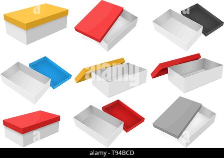 Gift boxes with colored lids. Collection Stock Vector