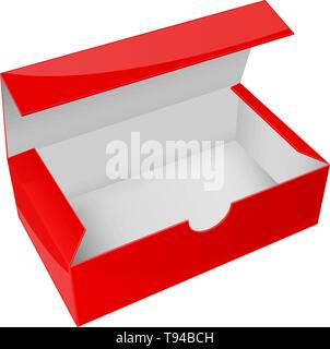 Red paper box. Open empty packaging Stock Vector
