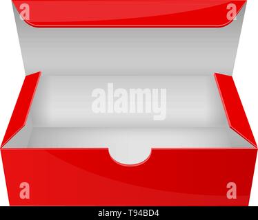 Red paper box. Open empty packaging Stock Vector