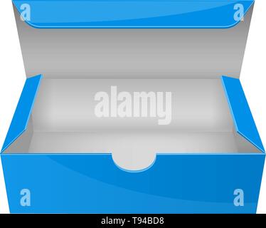 Blue paper box. Open empty packaging Stock Vector