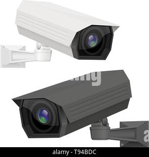 CCTV security camera. White and black surveillance equipment Stock Vector