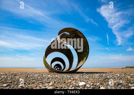 Cleveleys, Lancashire.13th May 2019. Mary's Shell at low tide on Cleveleys beach. Stock Photo