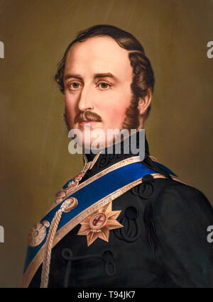Prince Albert, portrait painting, Garter Star, c. 1866 Stock Photo