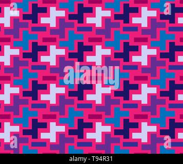 Seamless repeating pattern of colored abstract crosses Stock Vector