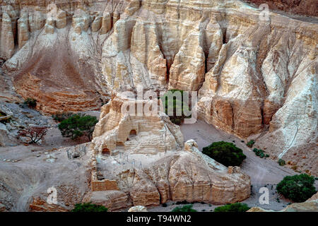 Marl stone formations. Eroded cliffs made of marl. Marl is a calcium carbonate-rich, mudstone formed from sedimentary deposits. Photographed in Israel Stock Photo