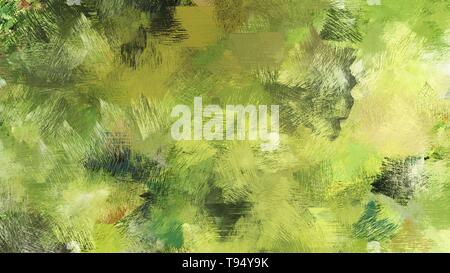 painting brush texture with yellow green, very dark green and khaki colors. can be used for wallpaper, cards, poster or creative fasion design element Stock Photo