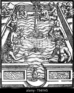 A mineral bath in the 16th century. Balneology is the branch of medical science concerned with the therapeutic value of baths, especially those taken with natural mineral waters. Balneotherapy may involve hot or cold water, massage through moving water, relaxation or stimulation. Many mineral waters at spas are rich in particular minerals (silica, sulfur, selenium, radium) which can be absorbed through the skin. Stock Photo