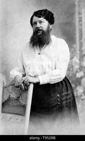 Clémentine Clatteaux Delait (March 5, 1865 - Apri 5, 1939) was a French bearded lady. Her facial hair began growing while she was a teenager. In 1885, she married a local baker, changed her name to Delait and opened a café and bakery in the village of Taon-les-Vosges. Until that point Clementine had shaved off her beard every day, but while working at the café she made a bet with a customer to let it grow. Stock Photo