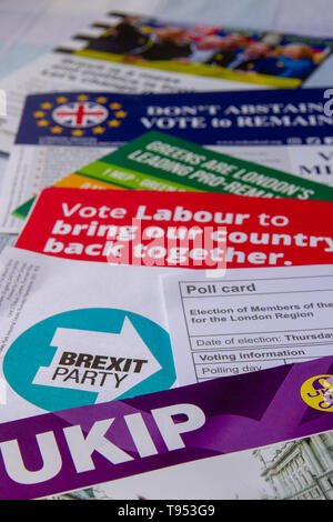 Poll card and election material for European Parliament elections 2019 Stock Photo