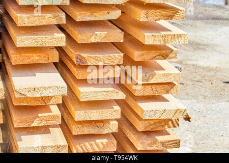 wooden beams with a clear tree structure Stock Photo