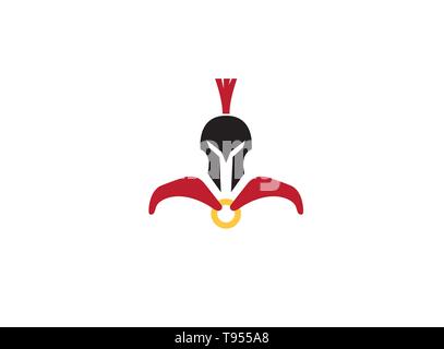 Spartan with helmet for warrior protection for logo design Stock Vector