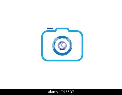 Photograph an old style camera logo design illustration Stock Vector
