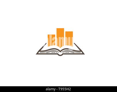 Open book with a statistics chart for logo design Stock Vector