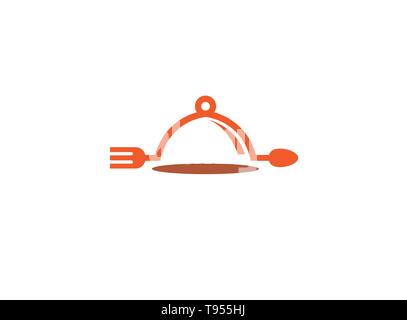 Dish food with spoon and fork for logo design illustration Stock Vector