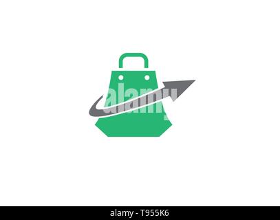 Arrow around a shopping bag for logo design Stock Vector