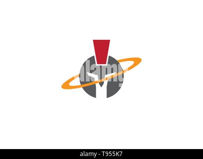 Spartan symbol with circle around a helmet for logo design Stock Vector